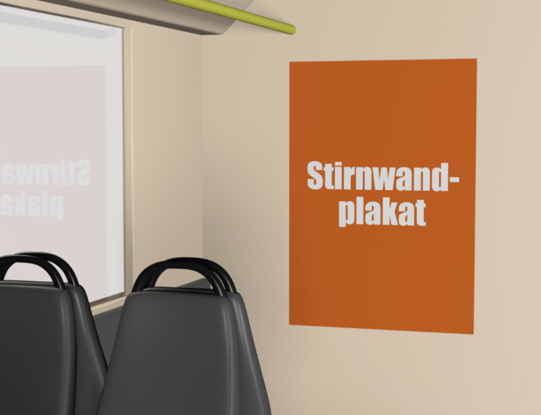 Stirnwandplakate im Bus