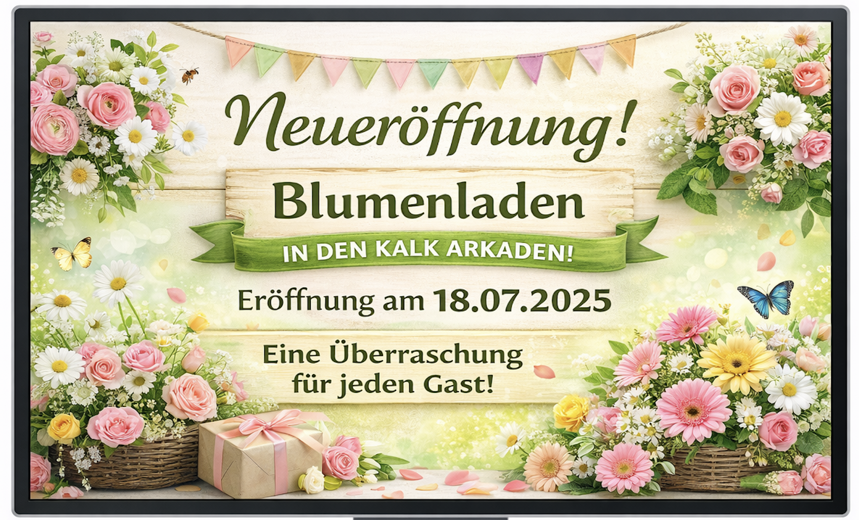 Blumenladen Neueröffnung Werbung Beispiel