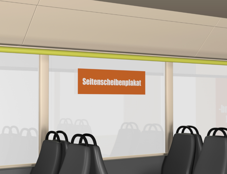 Seitenscheibenplakate im Bus